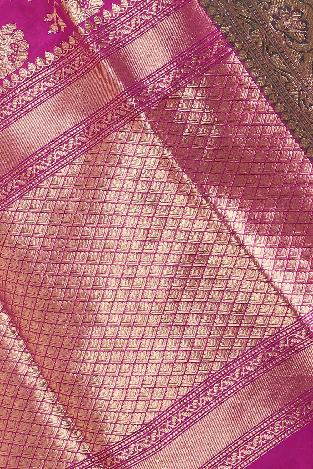 Dark Pink Pure Silk Banarasi Saree image number null