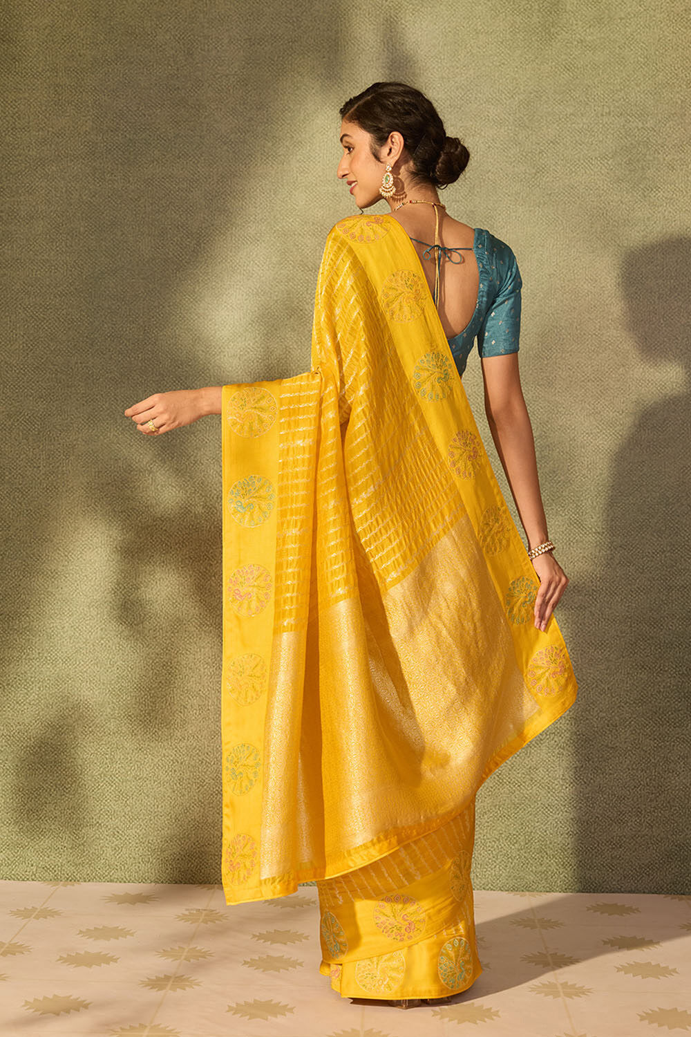 Yellow Pure Viscose Woven Saree image number null