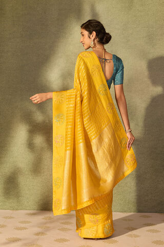 Yellow Pure Viscose Woven Saree thumbnail image number null