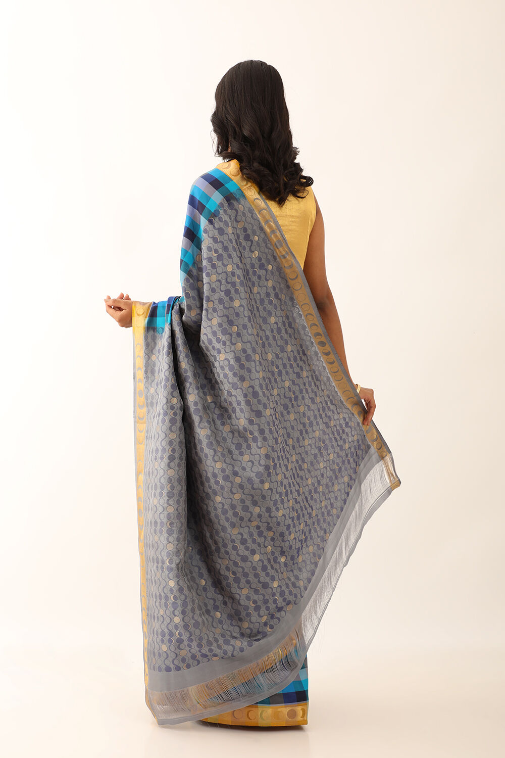 Blue Pure Silk Woven South Saree image number null