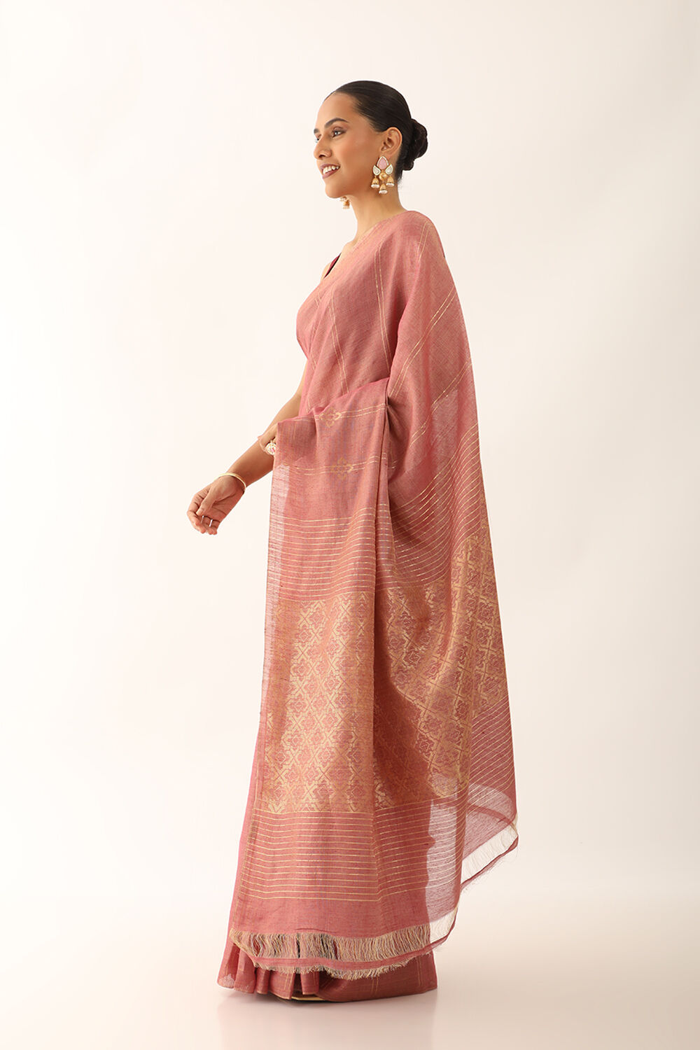 Light Pink Chattisgarh Pure Silk Tissue Woven Saree image number null