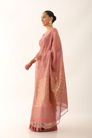 Light Pink Chattisgarh Pure Silk Tissue Woven Saree thumbnail image number null