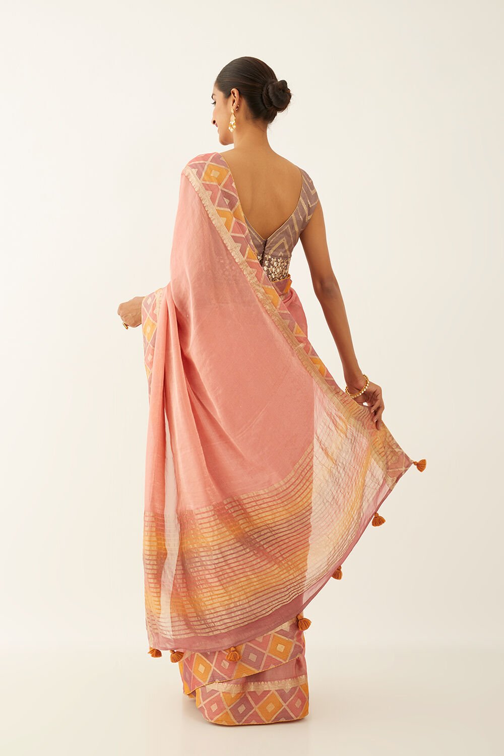 Pink Pure Georgette Tissue Woven Saree image number null