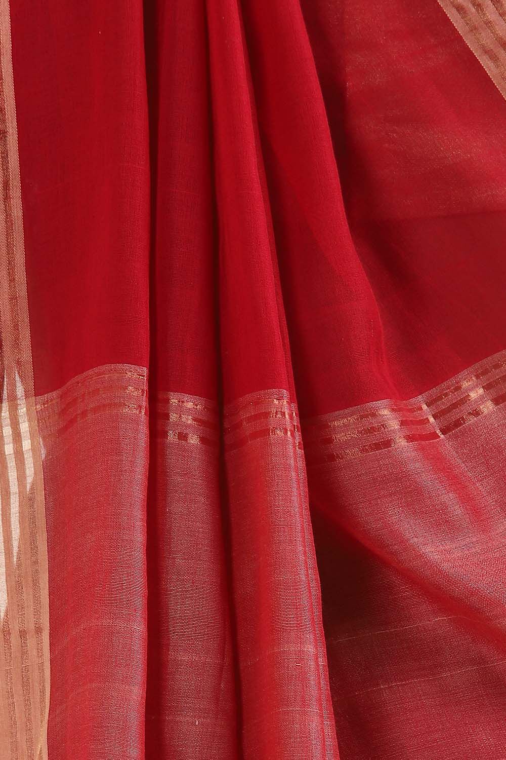 Red Pure Cotton Bengal Saree image number null