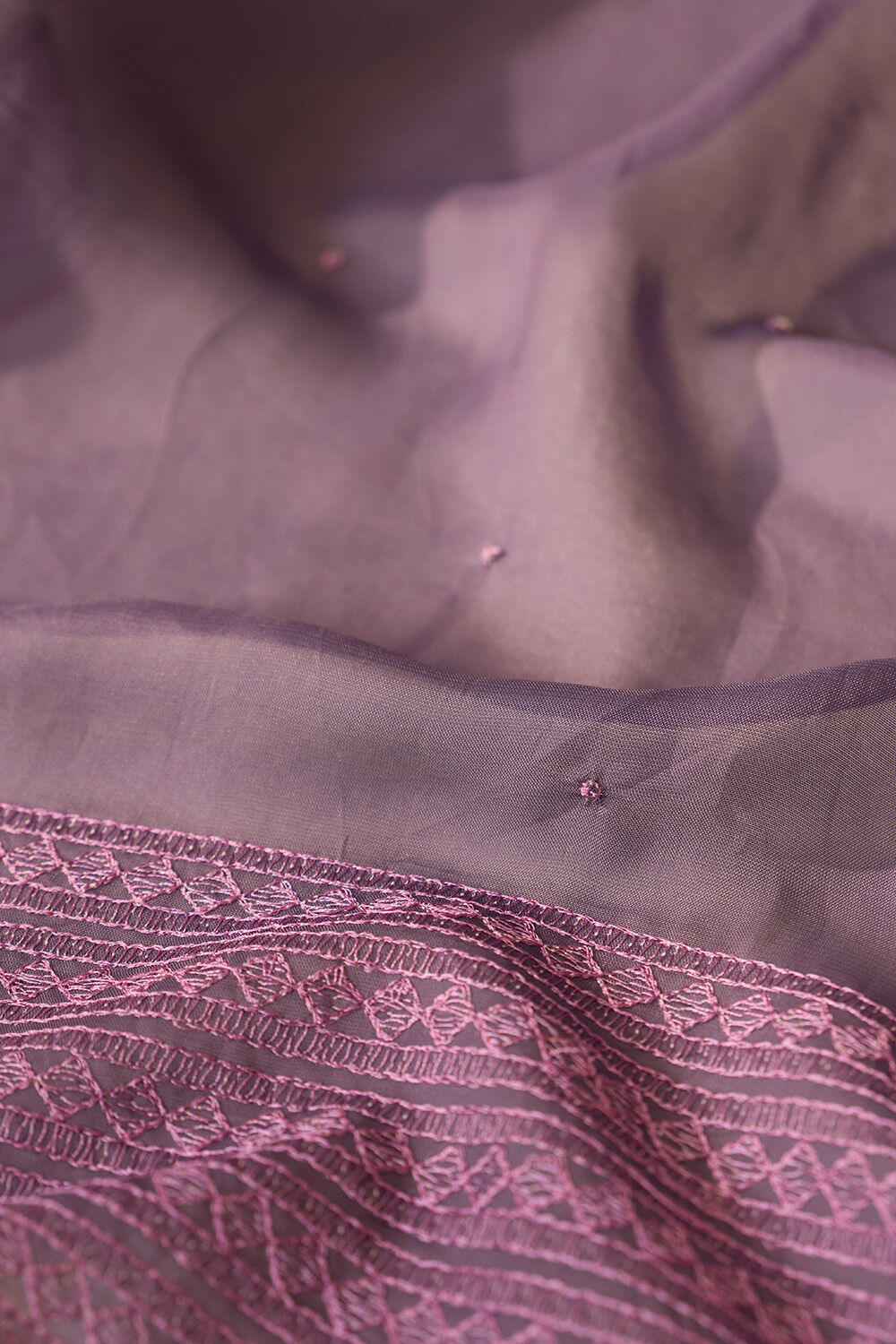 Violet Viscose Organza Embroidered Saree image number null