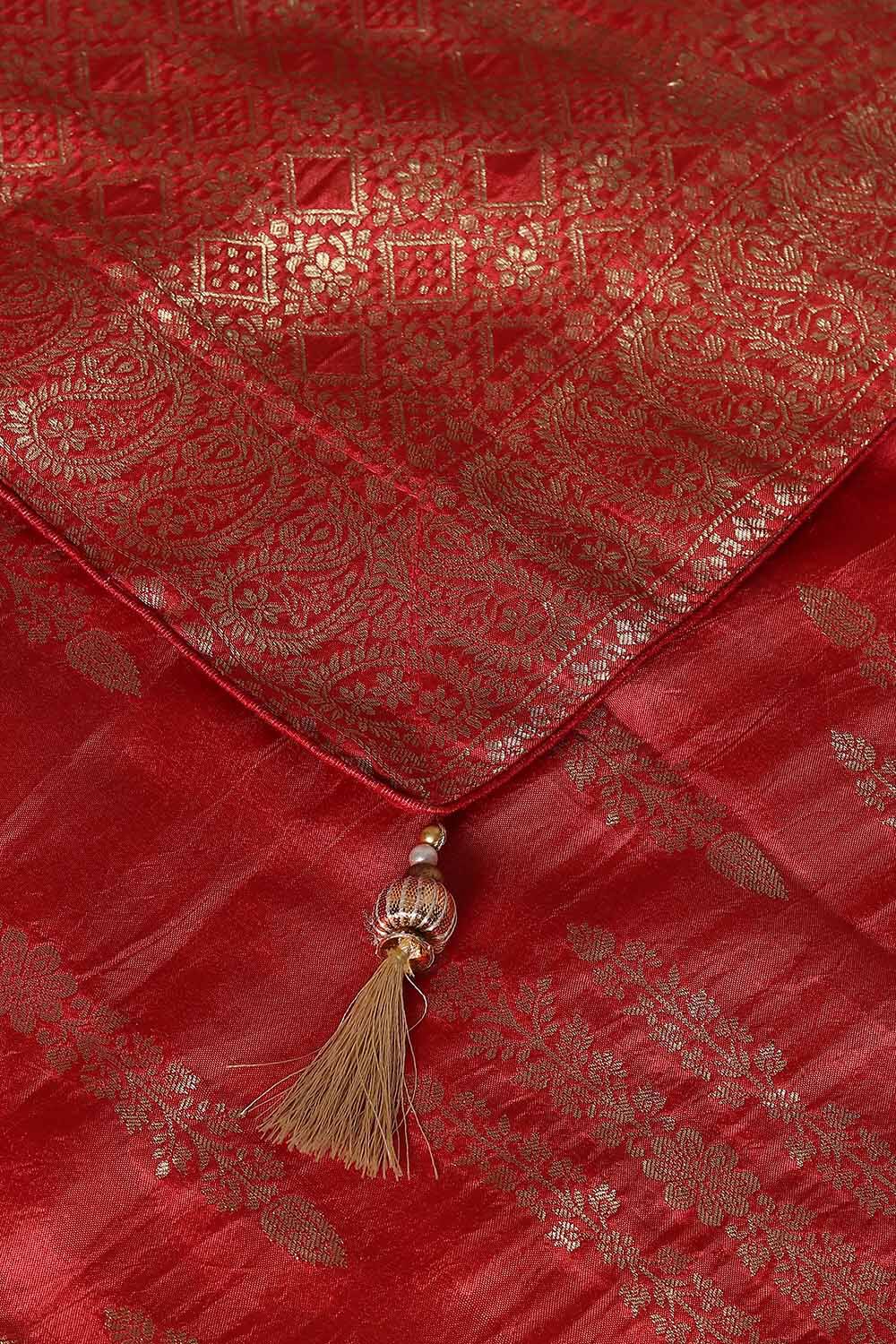 Red Luxe Woven Saree image number null