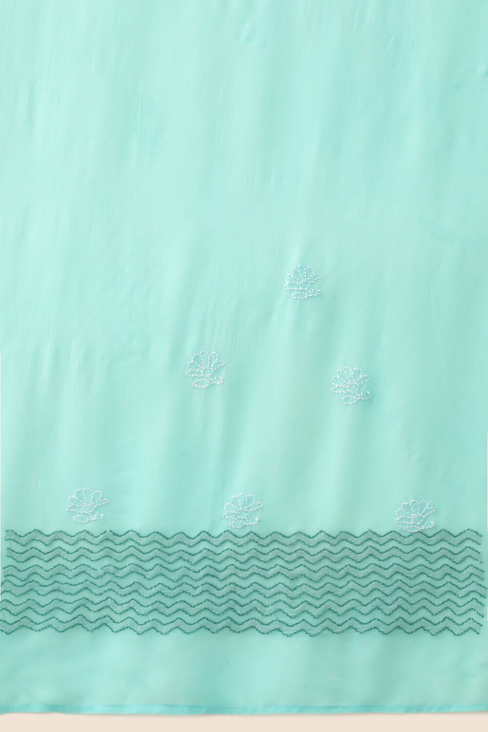 Green Pure Silk Georgette Lucknow Chikankari Saree image number null