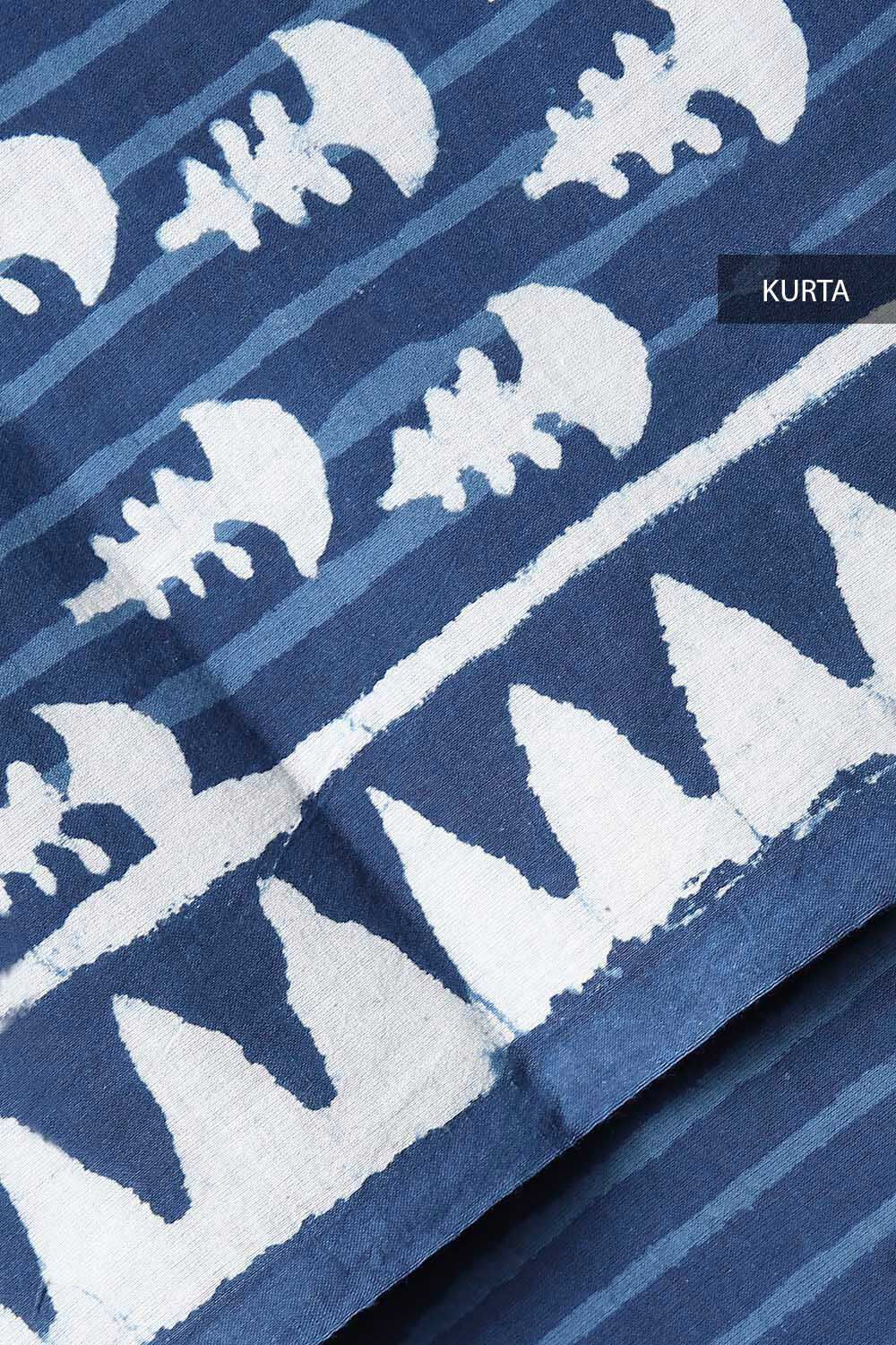 Blue Block Printed Cotton Suit image number null