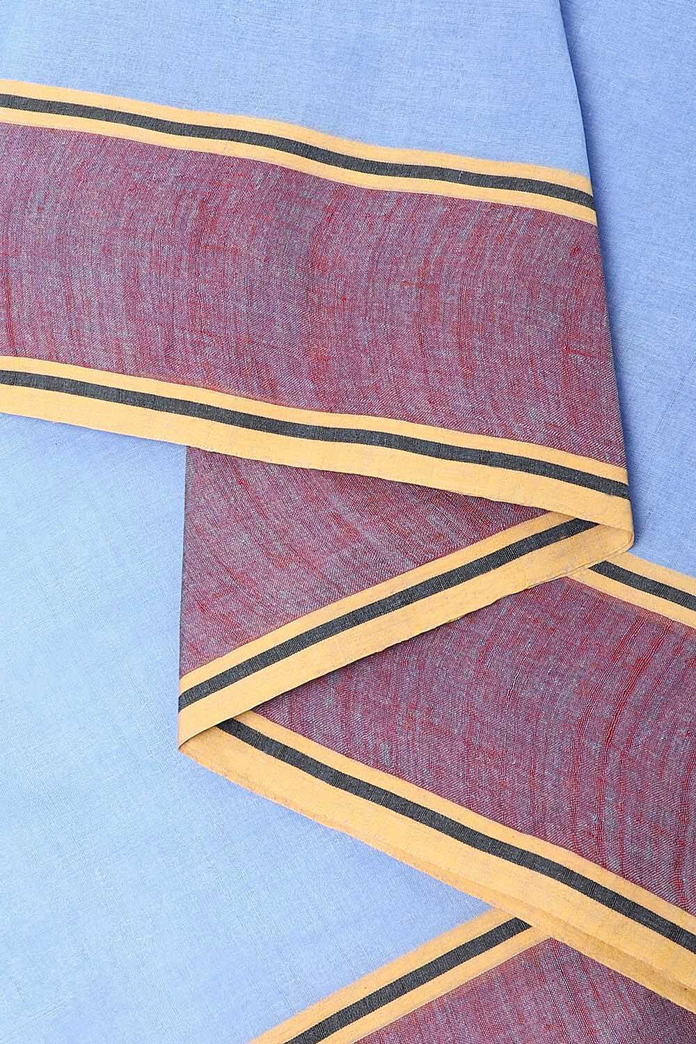 Light Blue Pure Cotton Bengal Saree image number null