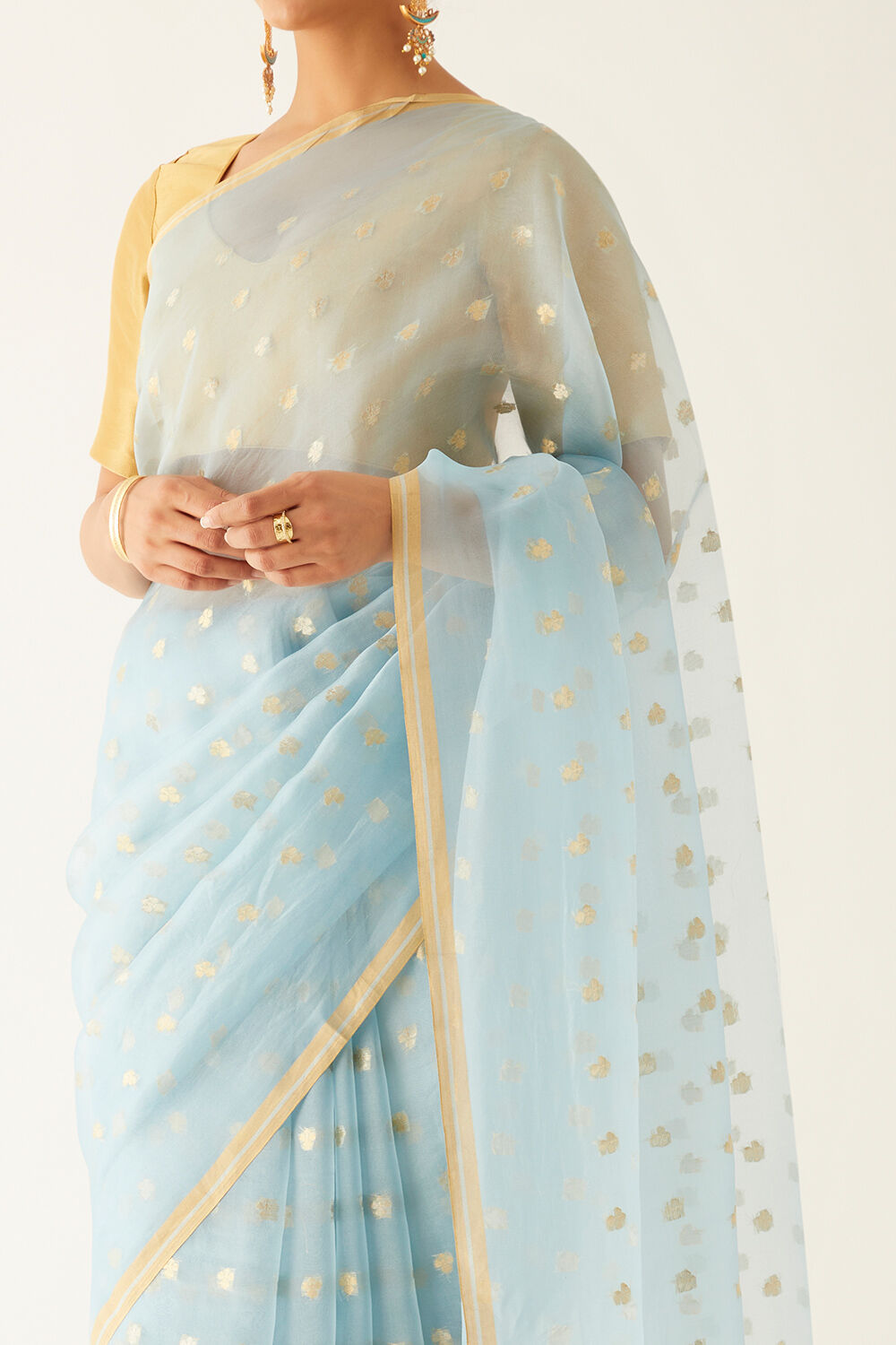 Light Blue Pure Organza Banarasi Saree image number null
