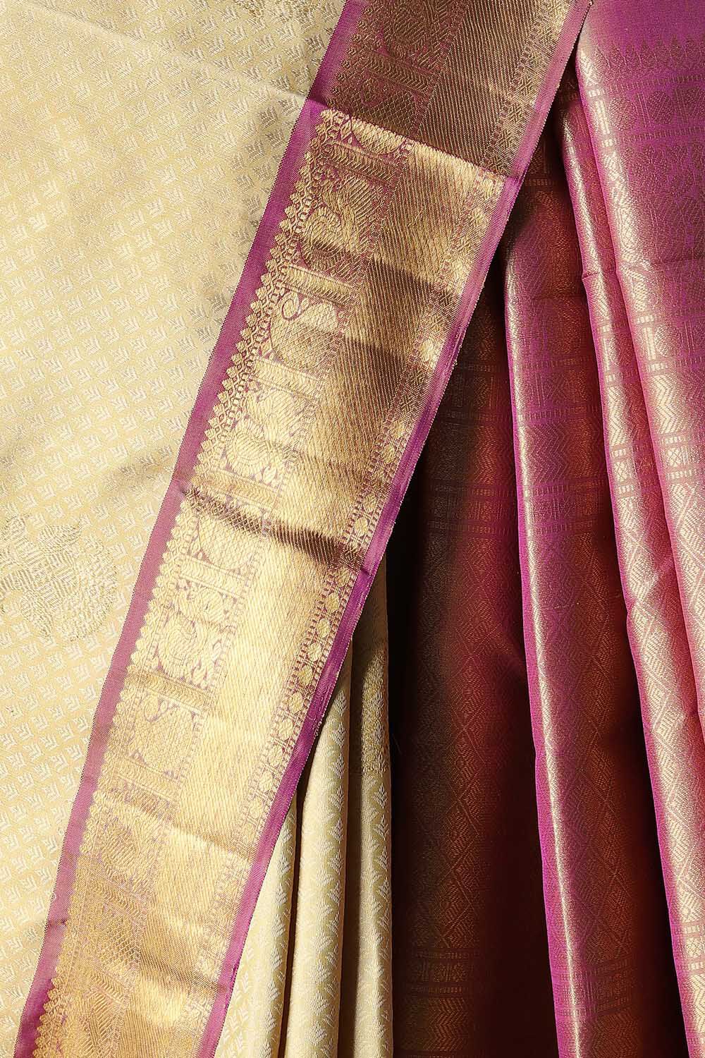 Beige Pure Silk Kanjivaram Saree image number null