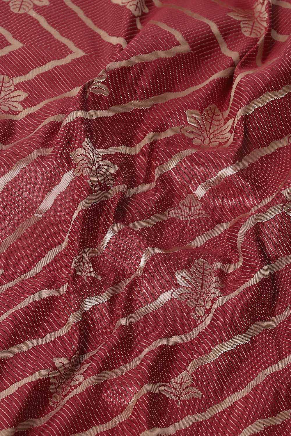 Dark Red Pure Silk Banarasi Saree image number null