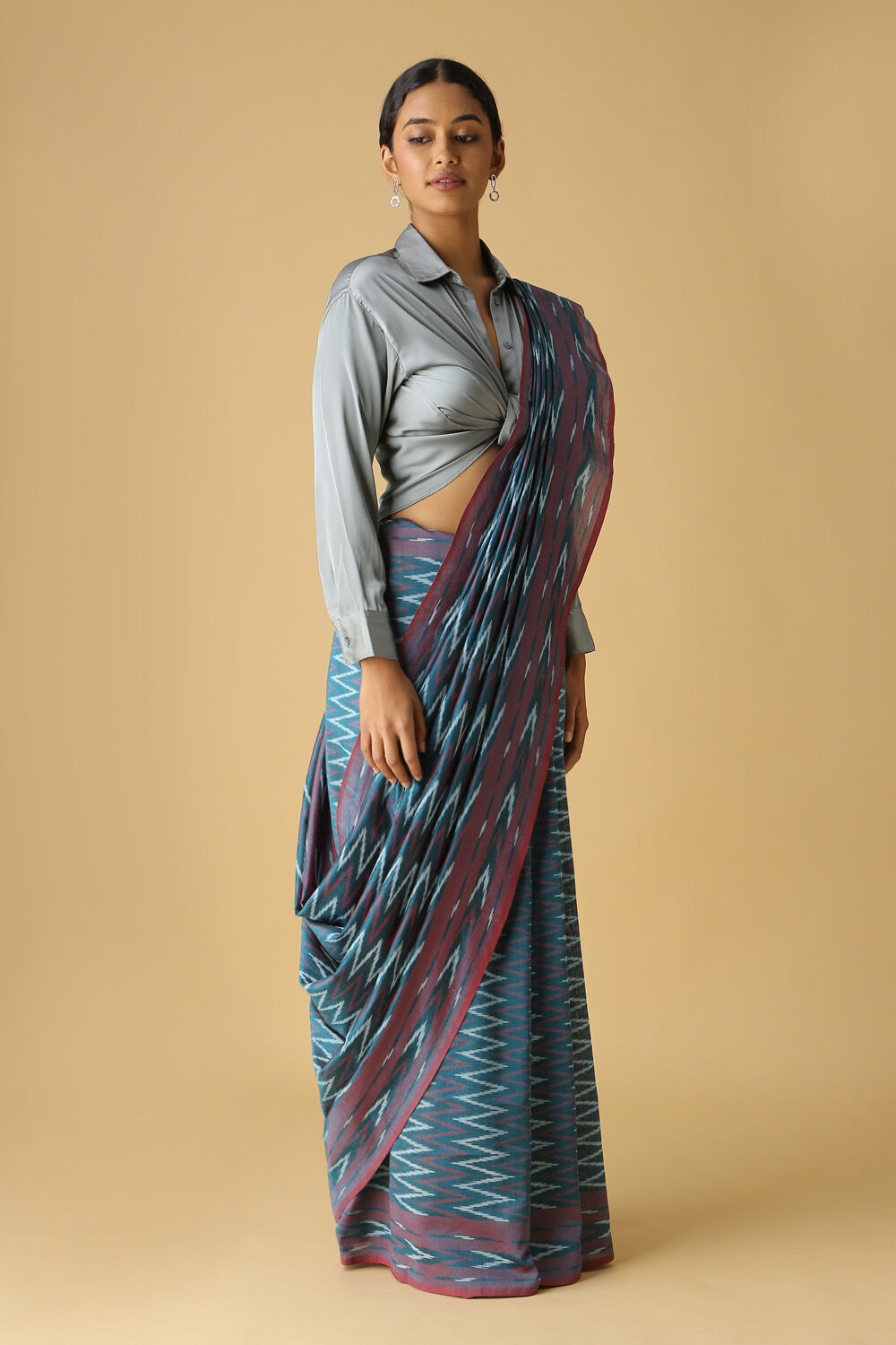 Dark Pure Green Cotton Pochampalli Ikat image number null
