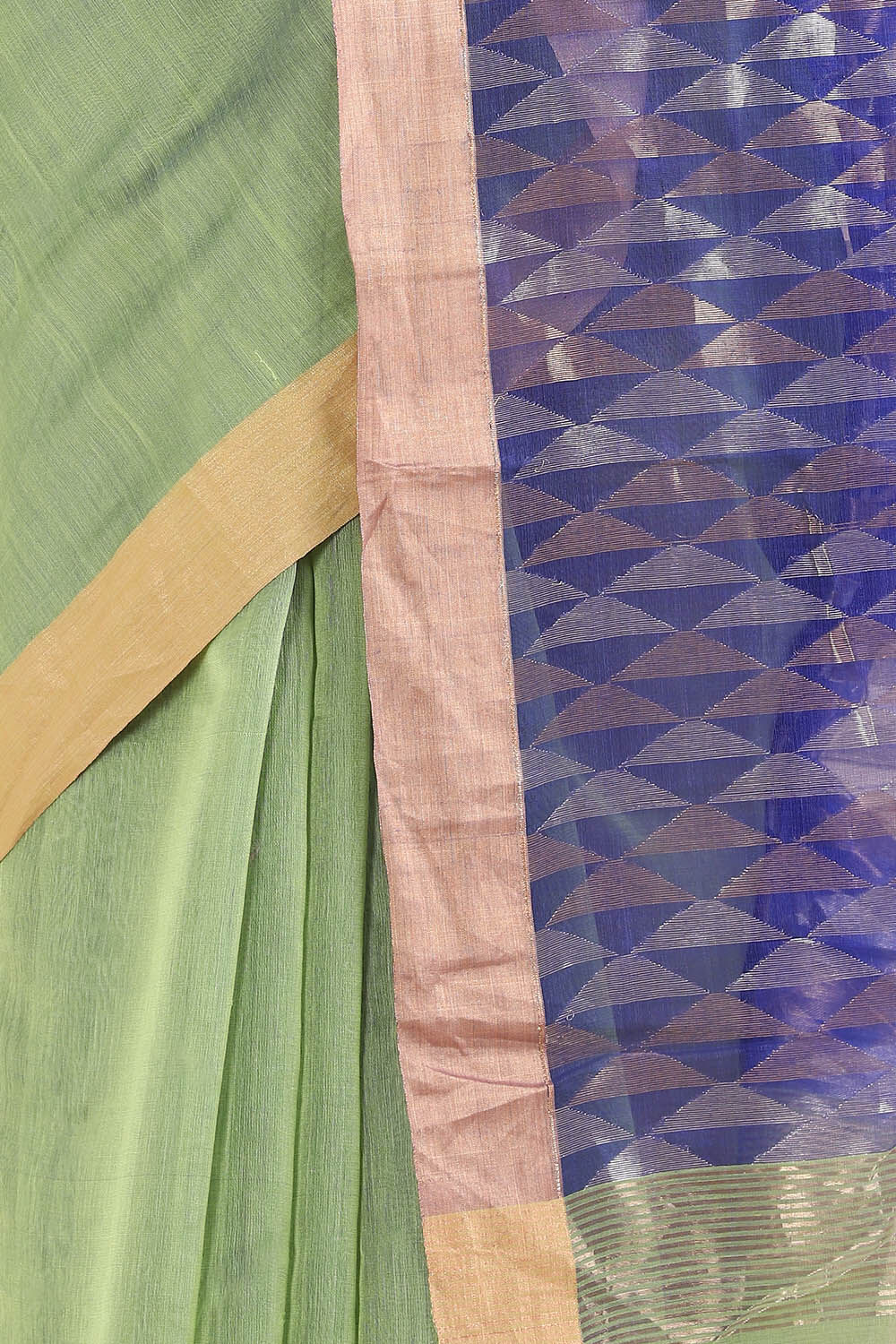 Light Green Pure Silk Cotton Bengal Saree image number null