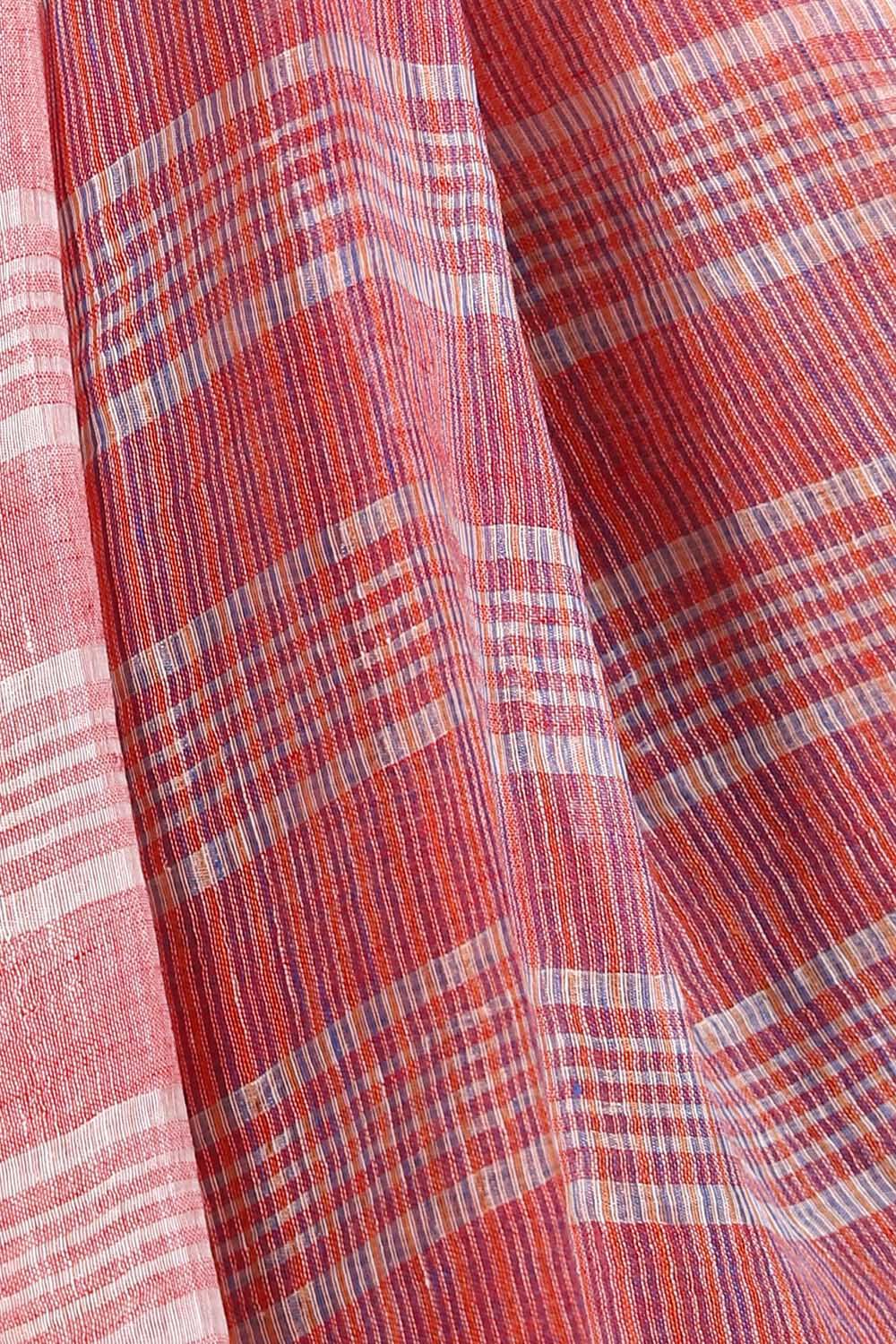 Pink Pure Linen Bengal Saree image number null