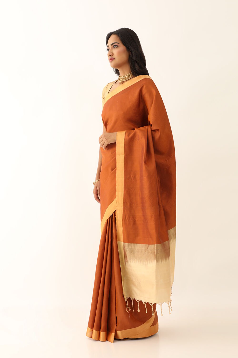 Brown Pure Silk Woven South Saree image number null