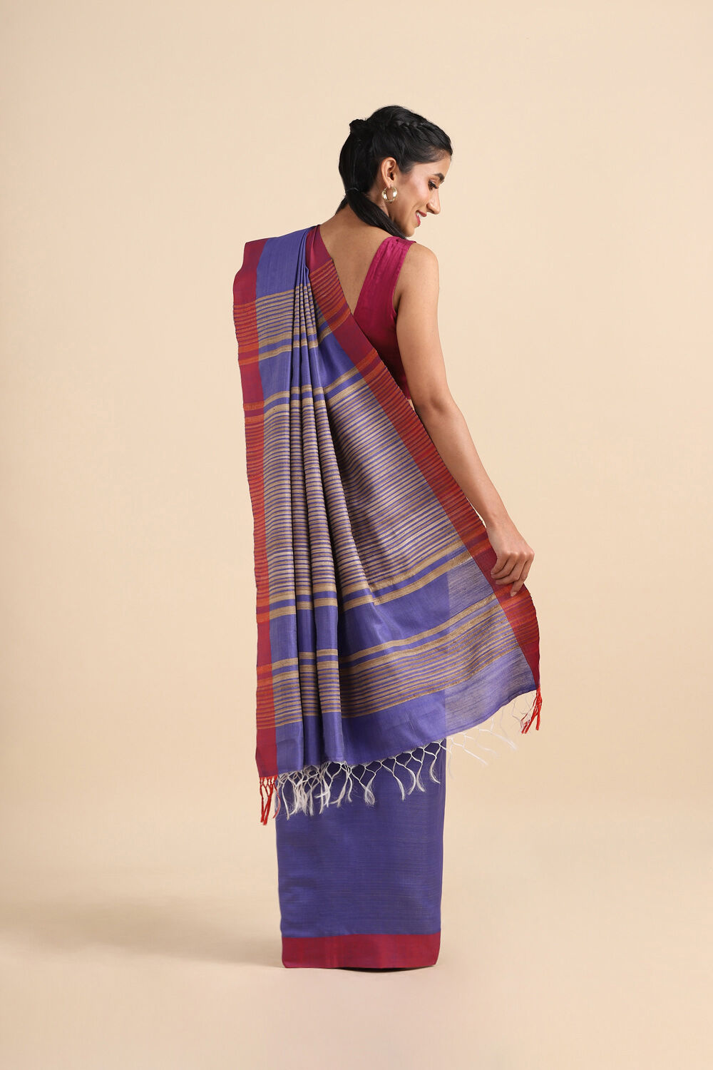 Blue Pure Silk Viscose Bhagalpuri Saree image number null