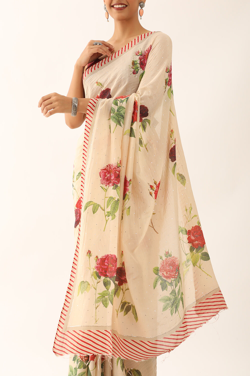 Light Beige Bhagalpur Pure Tussar Cotton Screen Printed Saree image number null