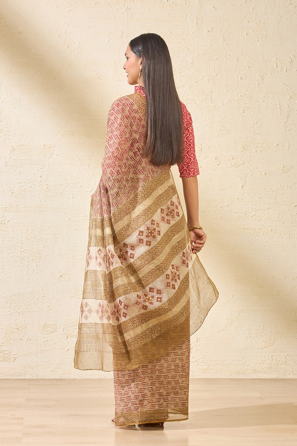 Brown Bagru Block Printed Pure Cotton Kota Saree image number null