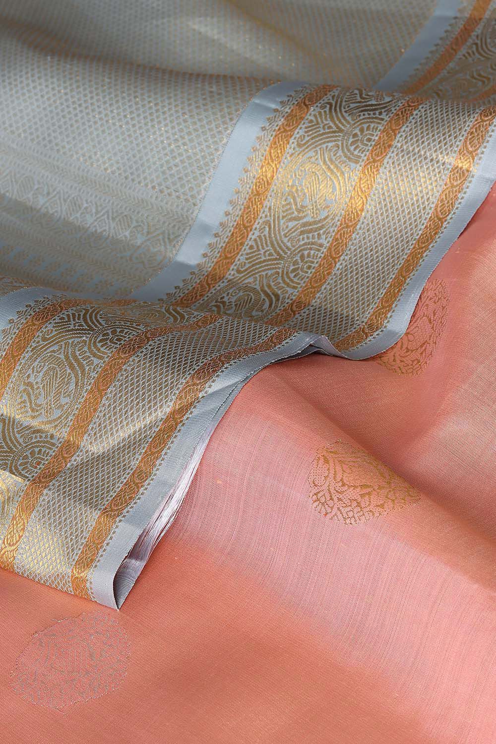 Light Orange Pure Silk Kanjivaram Saree image number null