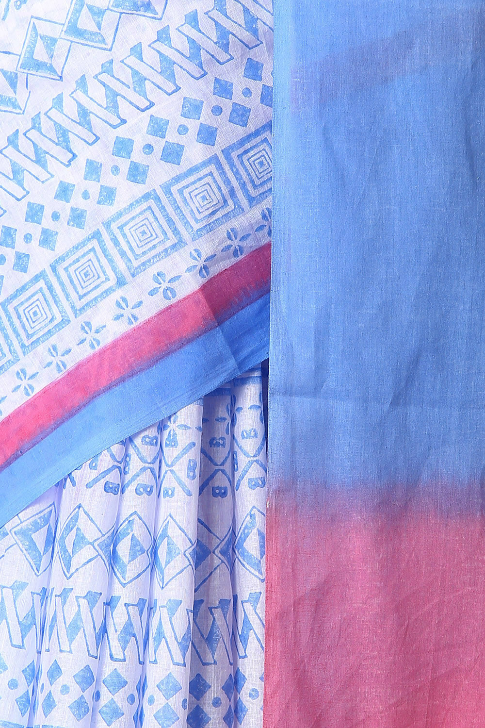 Blue Pure Cotton Mulmul Printed Saree image number null