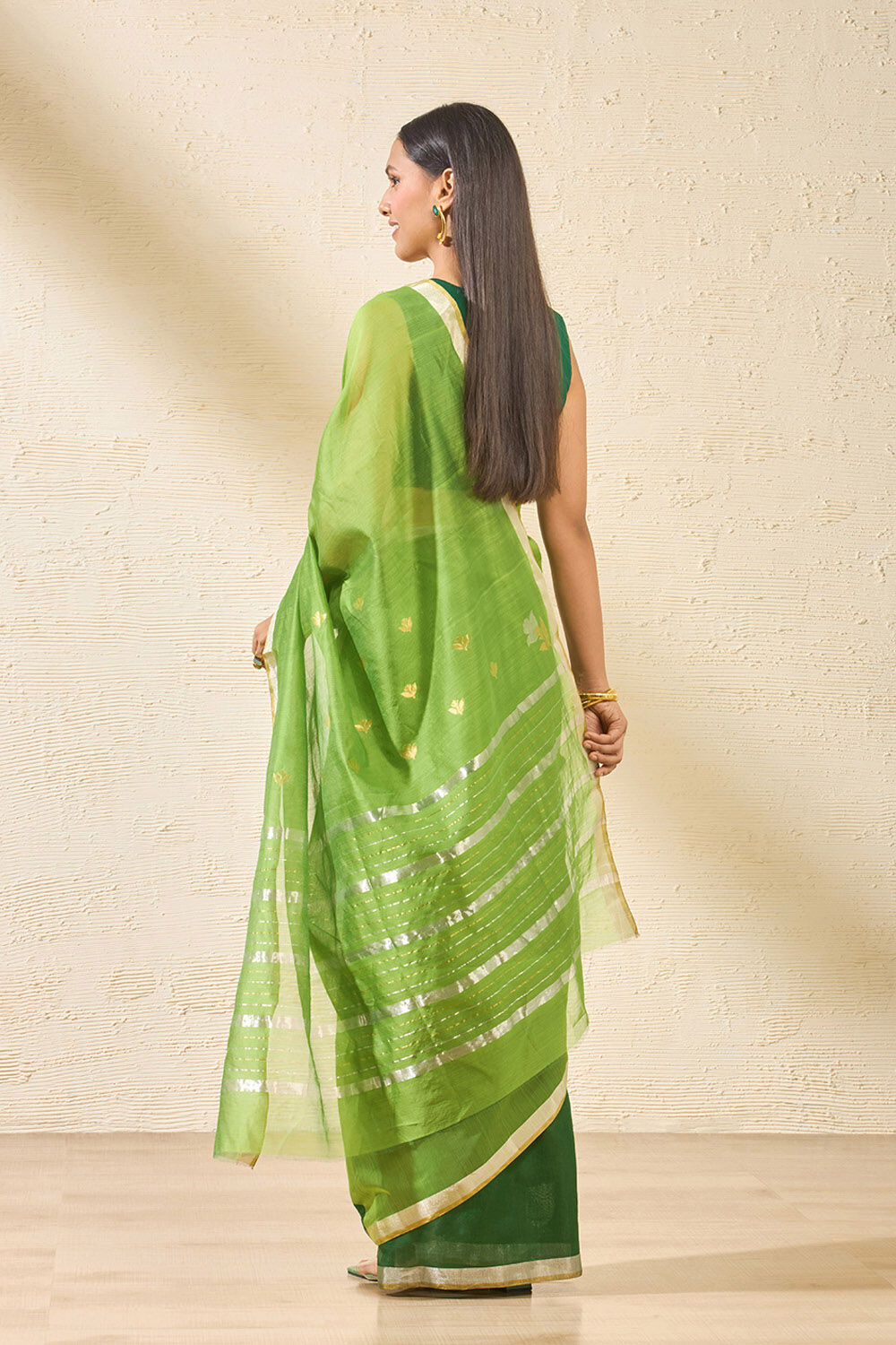 Dark Green Woven Pure Silk Cotton Chanderi Saree image number null