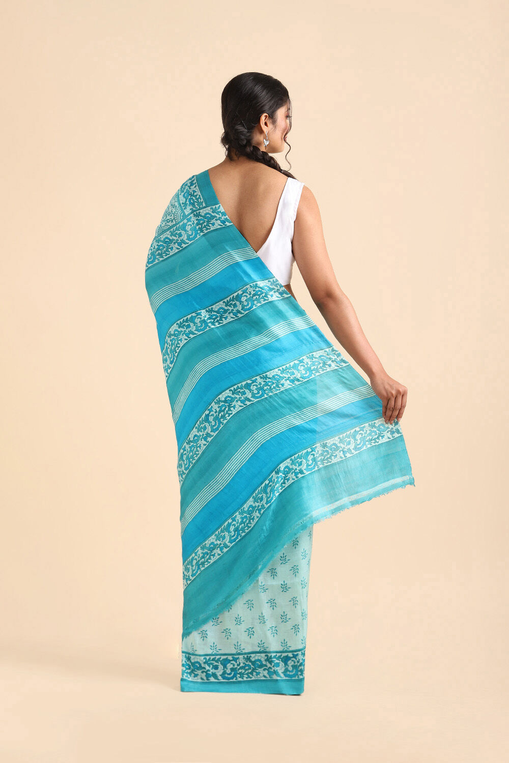 Light Blue Pure Silk Printed Saree image number null