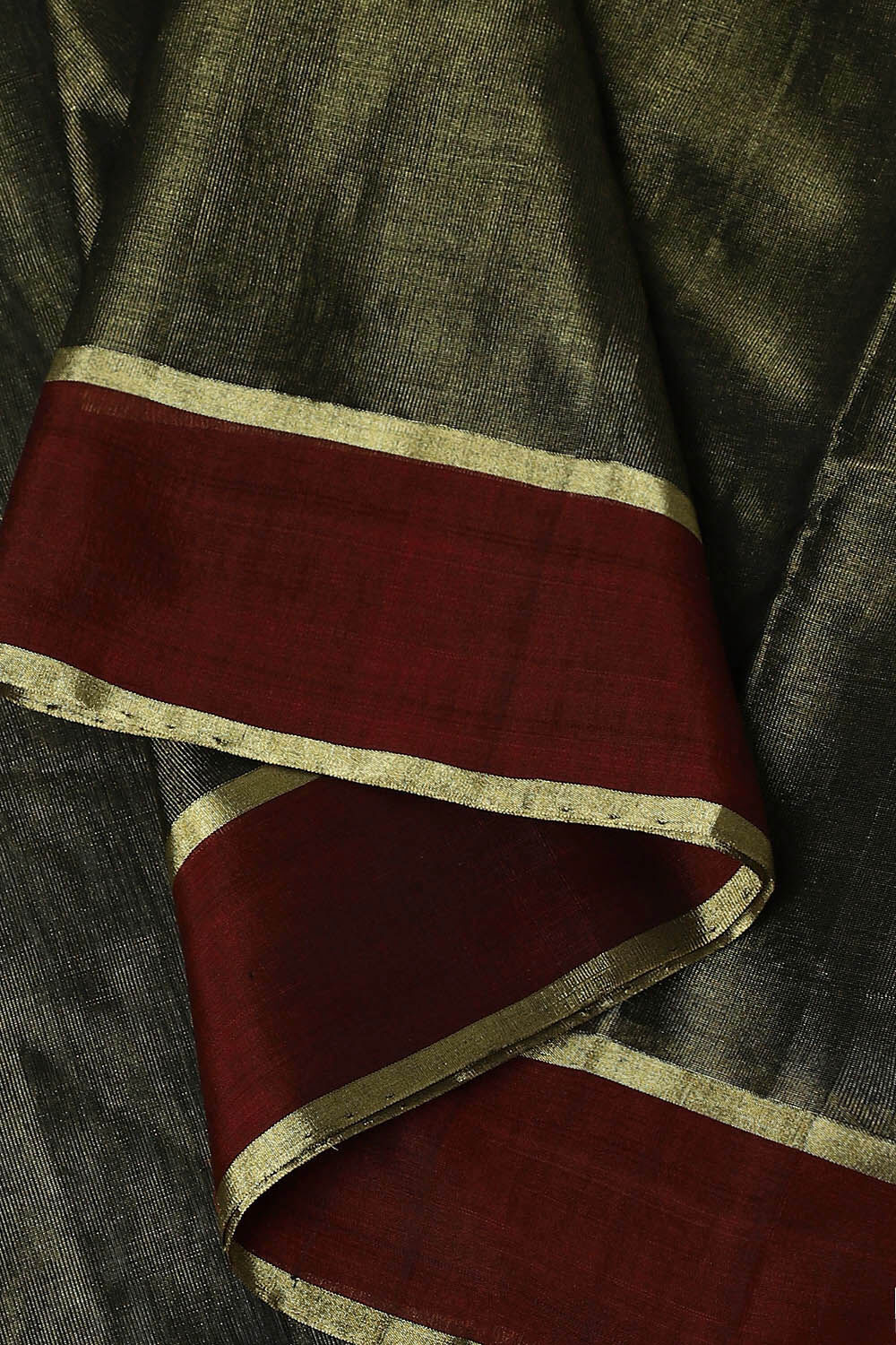 Black Pure Tissue Cotton Chanderi Saree image number null