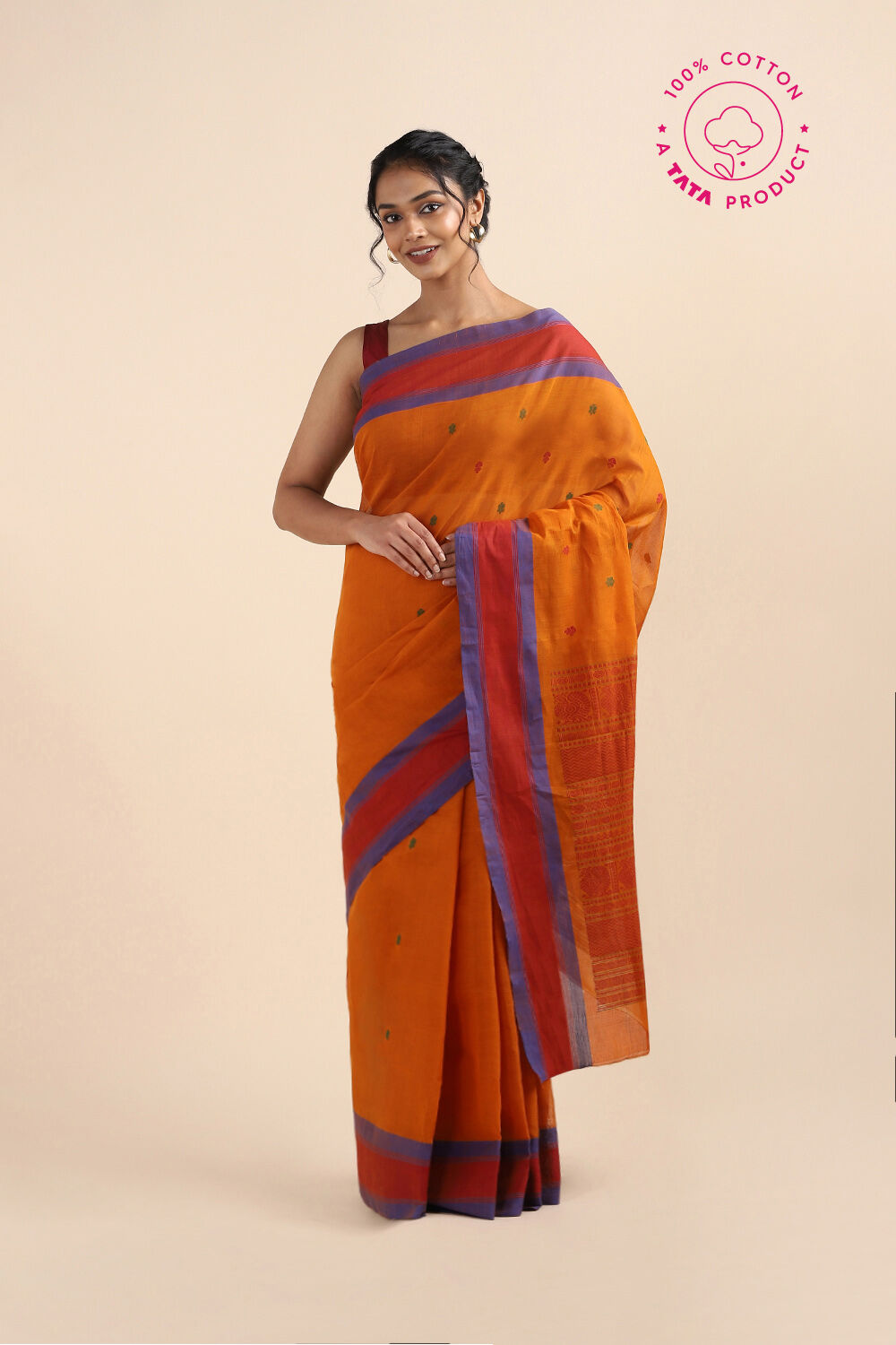 Dark Yellow Pure Cotton South Saree image number null