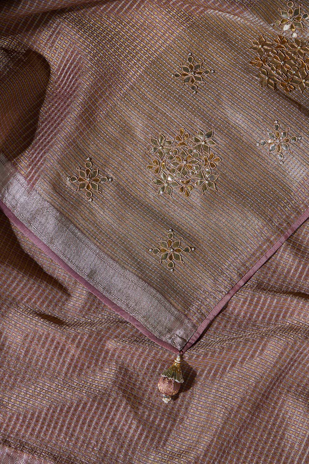 Light Violet Gotta Patti Embroidered Viscose Saree image number null