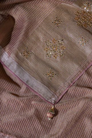 Light Violet Gotta Patti Embroidered Viscose Saree thumbnail image number null