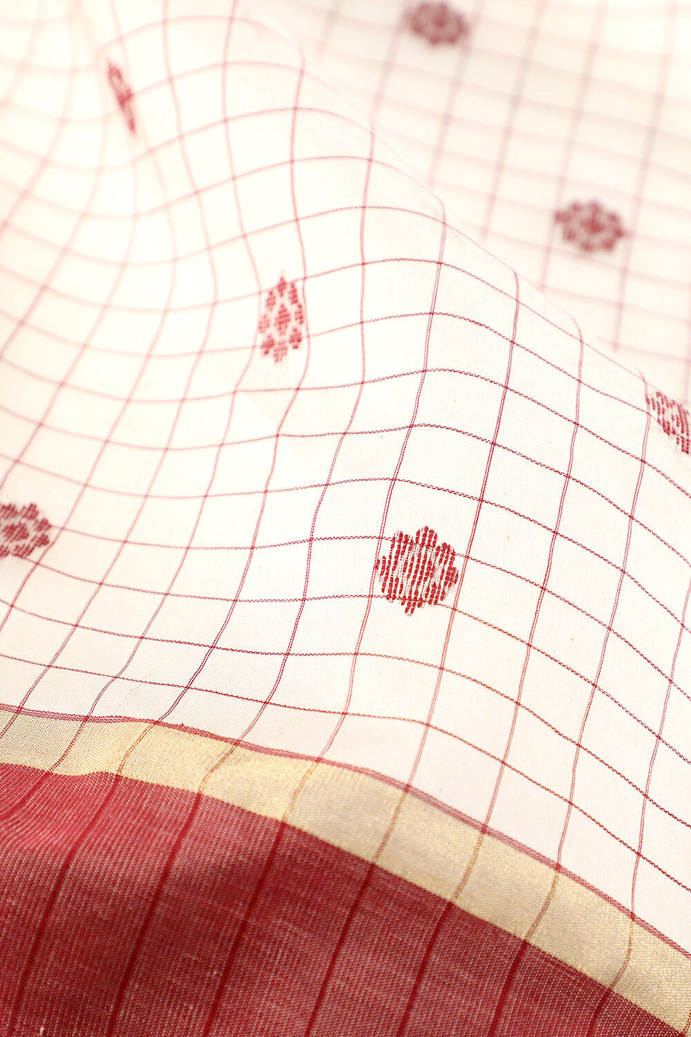 Off White Chanderi Pure Silk Cotton Woven Saree image number null
