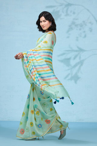 Light Green Printed Pure Silk Cotton Saree image number