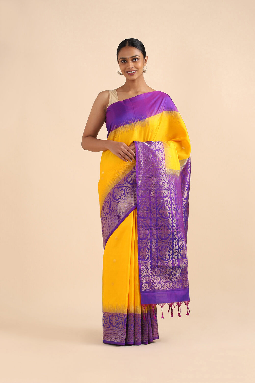 Yellow Pure Soft Silk Saree image number null