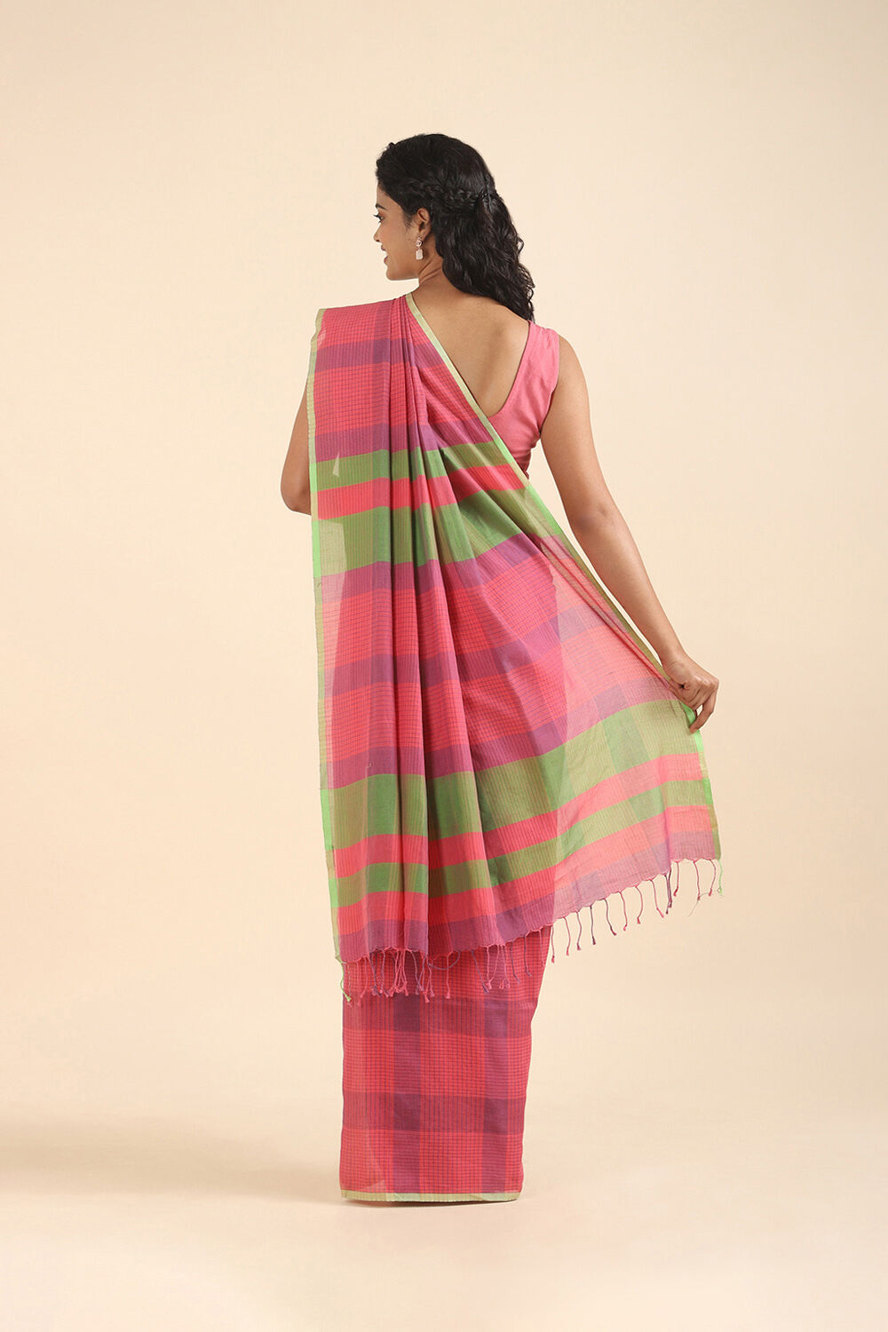 Pink Pure Cotton Bengal Saree image number null