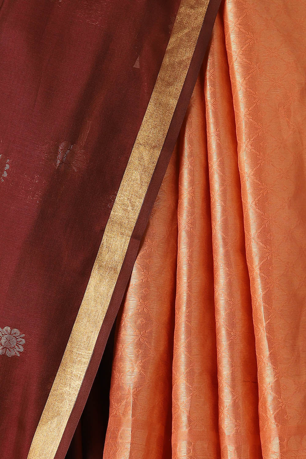Brown Pure Silk Tencel South Saree image number null