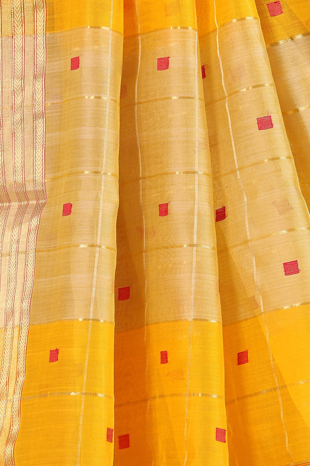 Yellow Pure Silk Cotton Maheswari Saree image number null