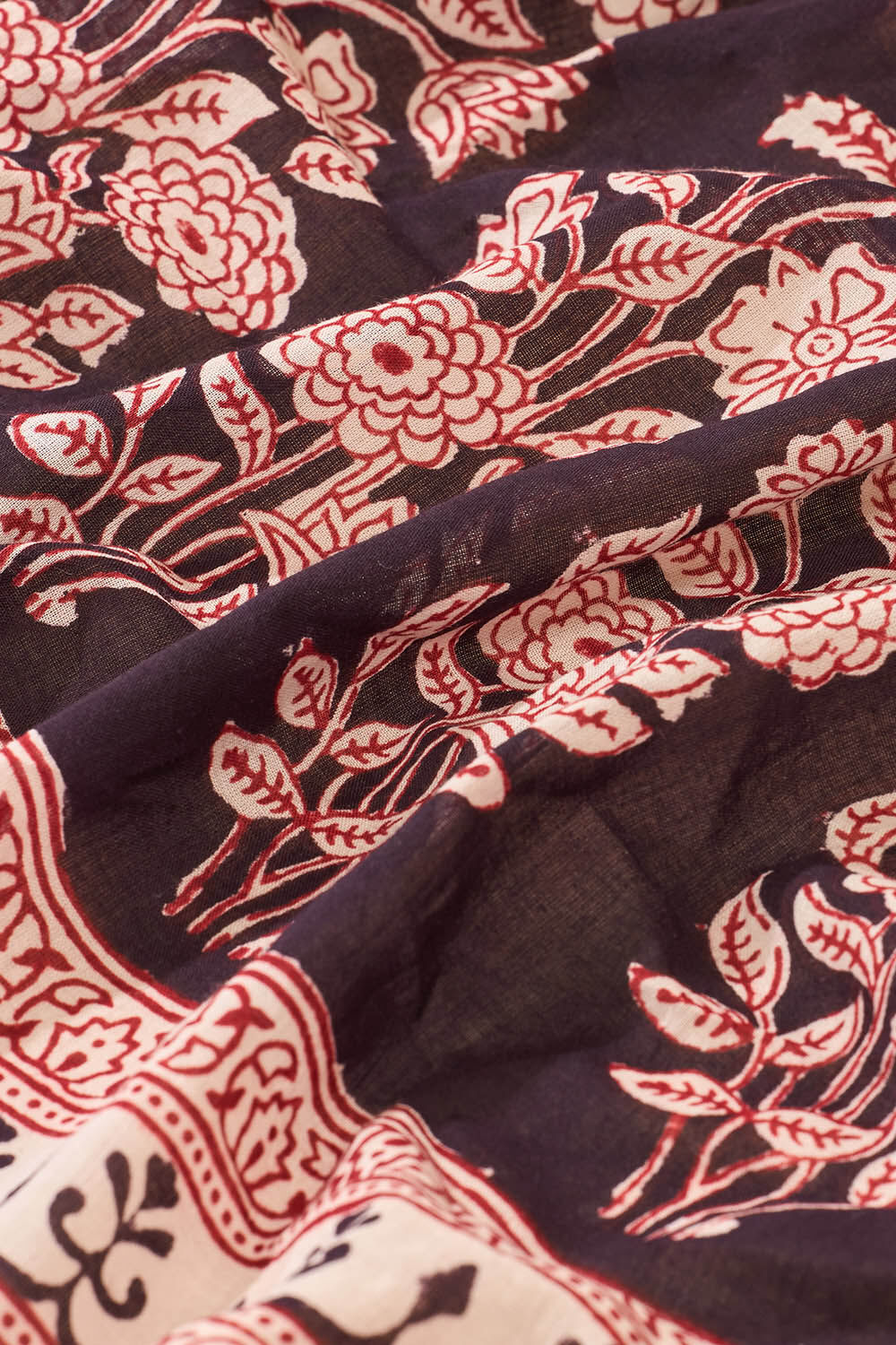 White Bagh Block Printed Pure Cotton Saree image number null