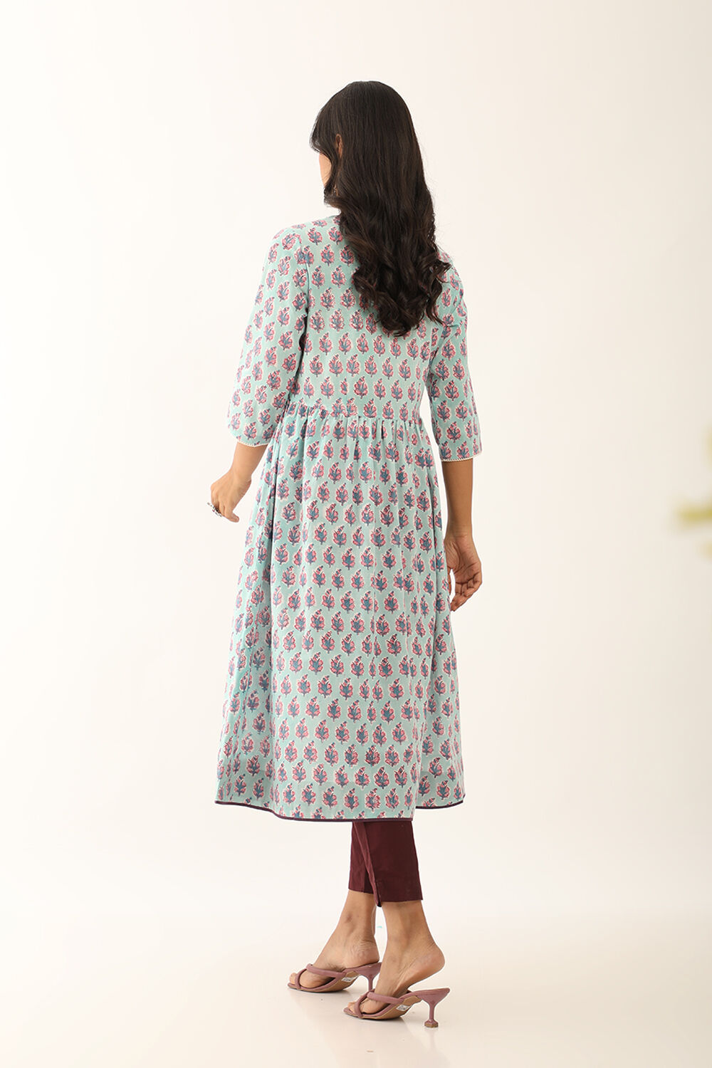 Blue Pure Cotton Sanganeri Block Printed Kurta image number null