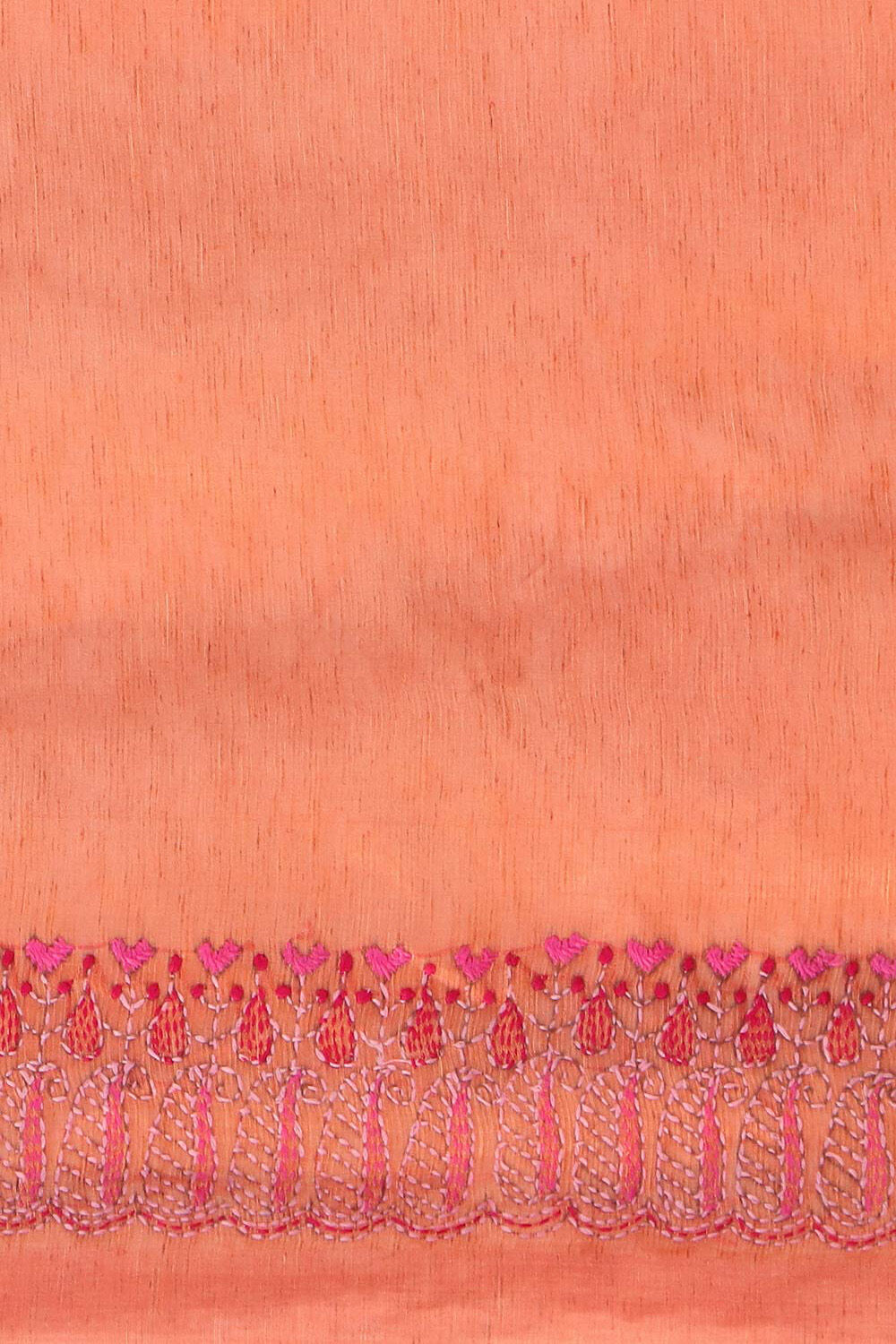 Orange Pure Silk Linen Embroidered Saree image number null