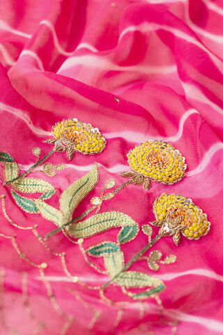 Pink Embroidered Viscose Georgette Rajasthan Saree thumbnail image number null