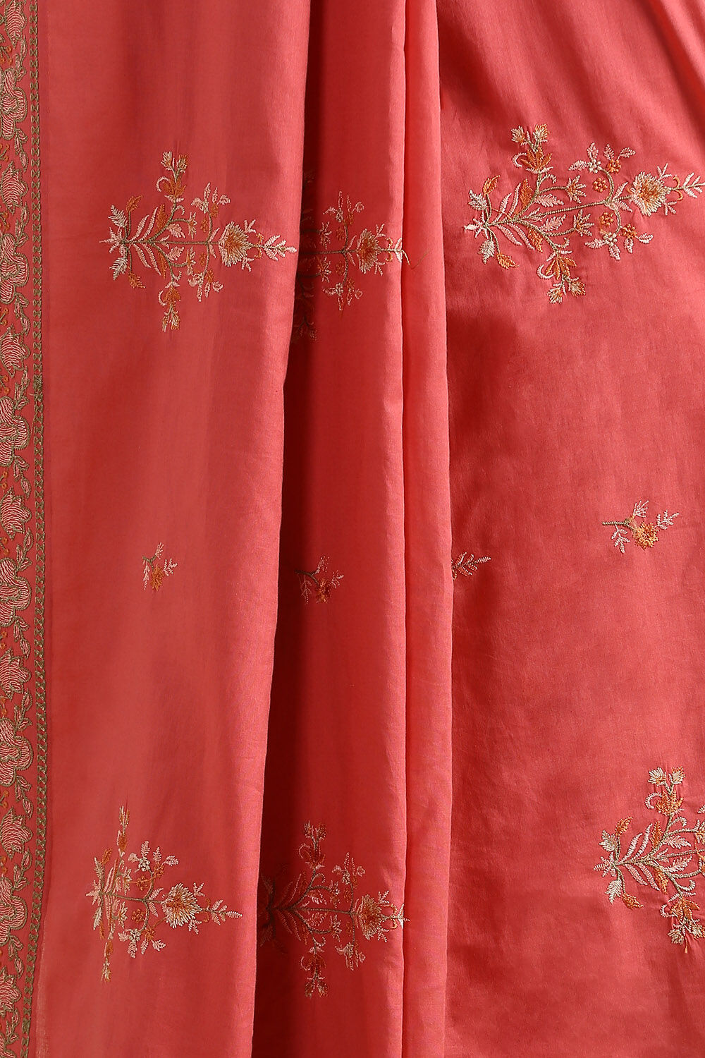 Pink Pure Cotton Embroidered Saree image number null