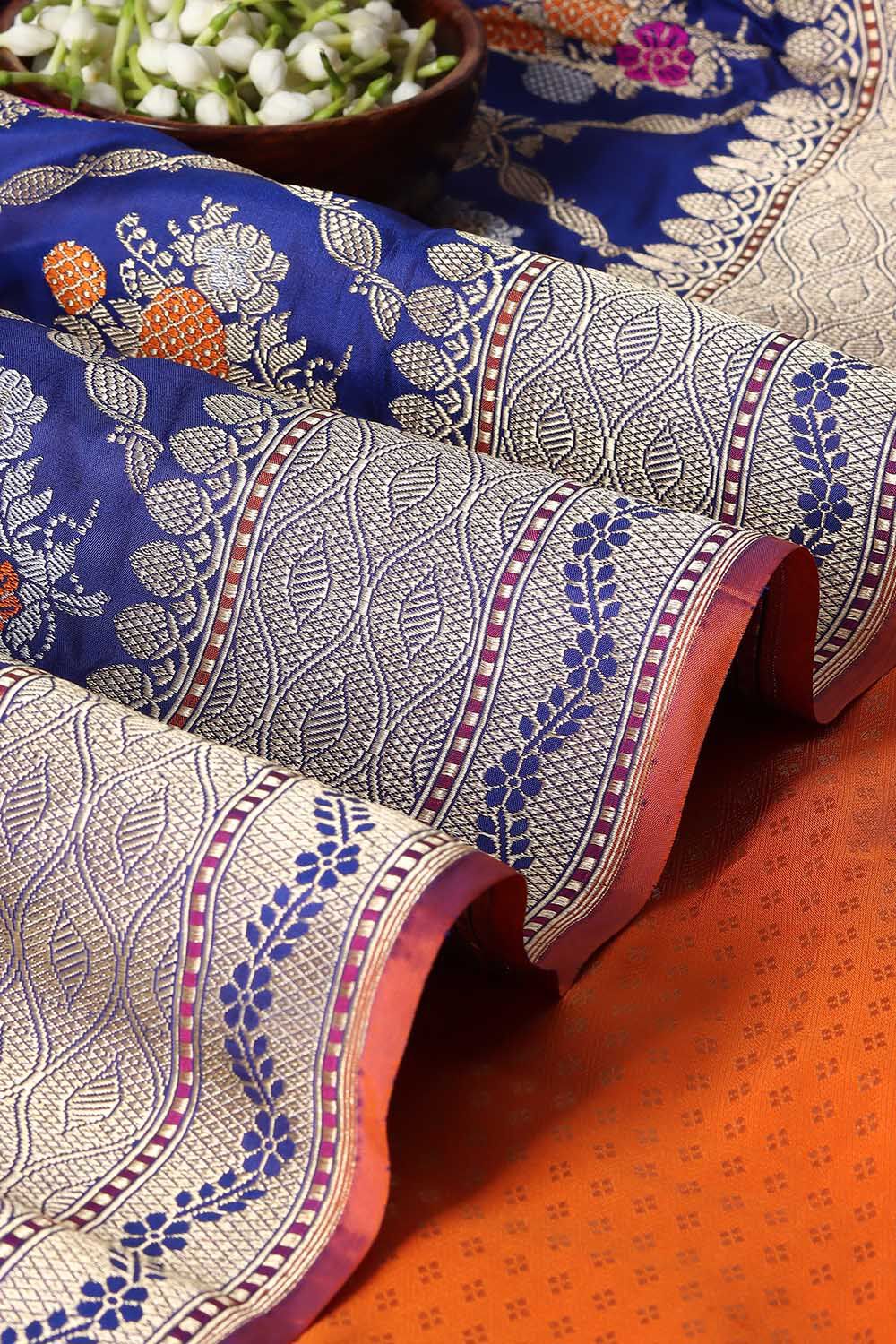 Blue Pure Silk Banarasi Saree image number null