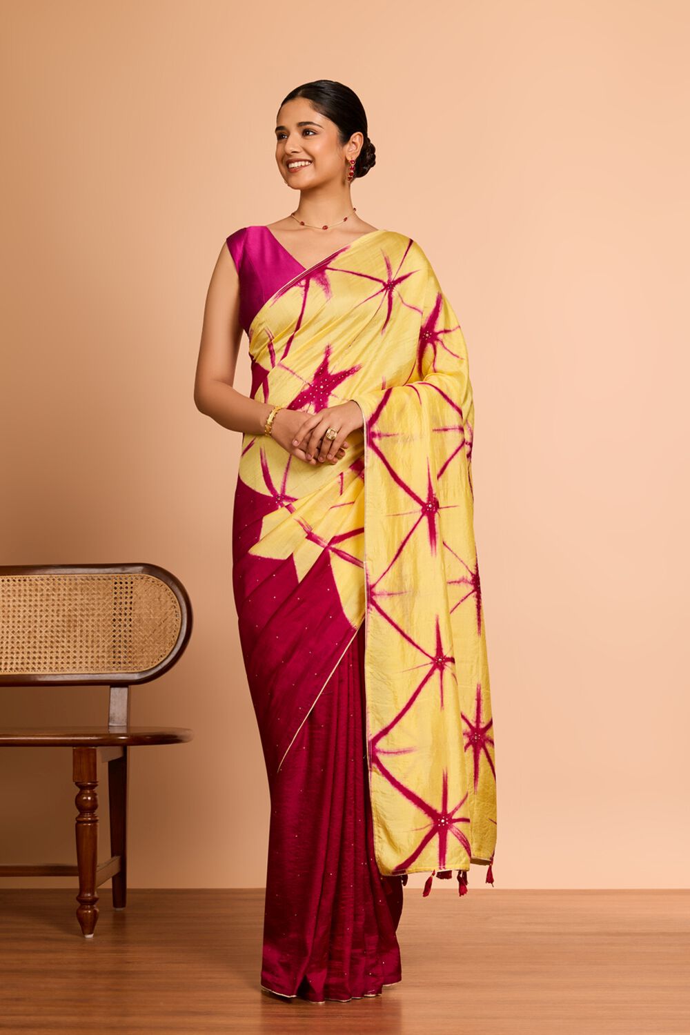Yellow Murshidabad Pure Silk Mukaish Saree image number null