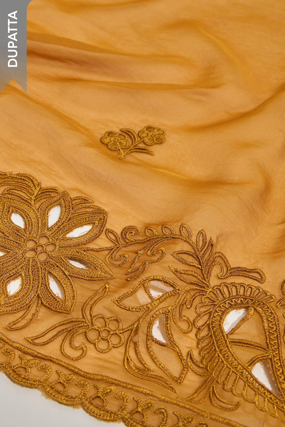 Dark Yellow Viscose Embroidered Unstitched Suit Set image number null
