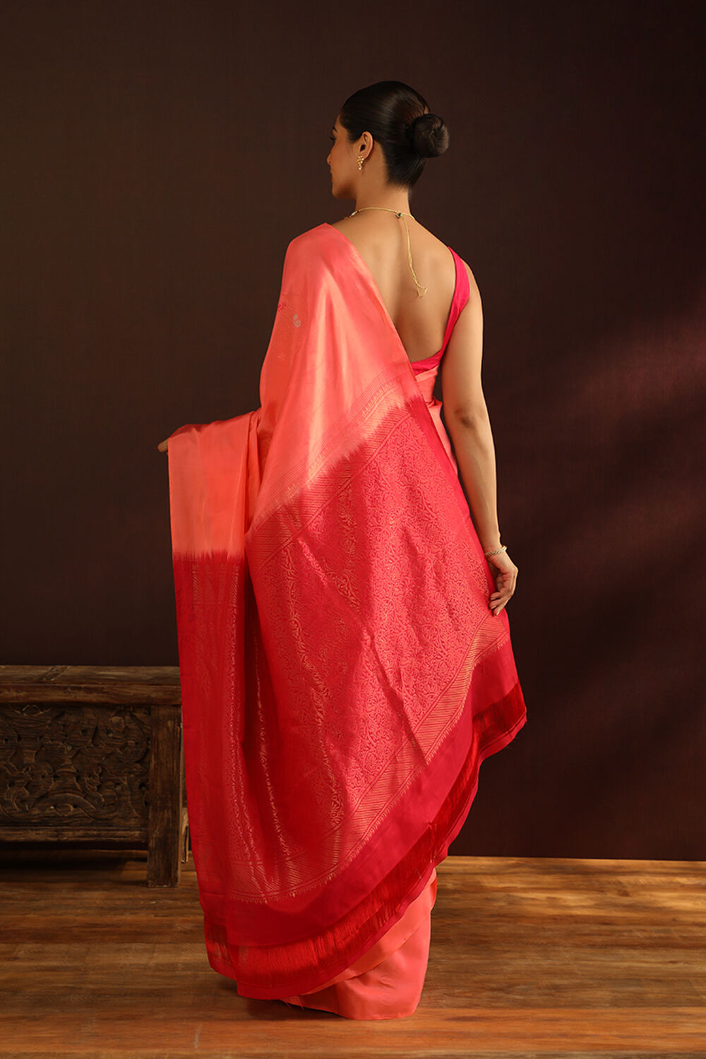 Pink Woven South Silk Tencel Saree image number null