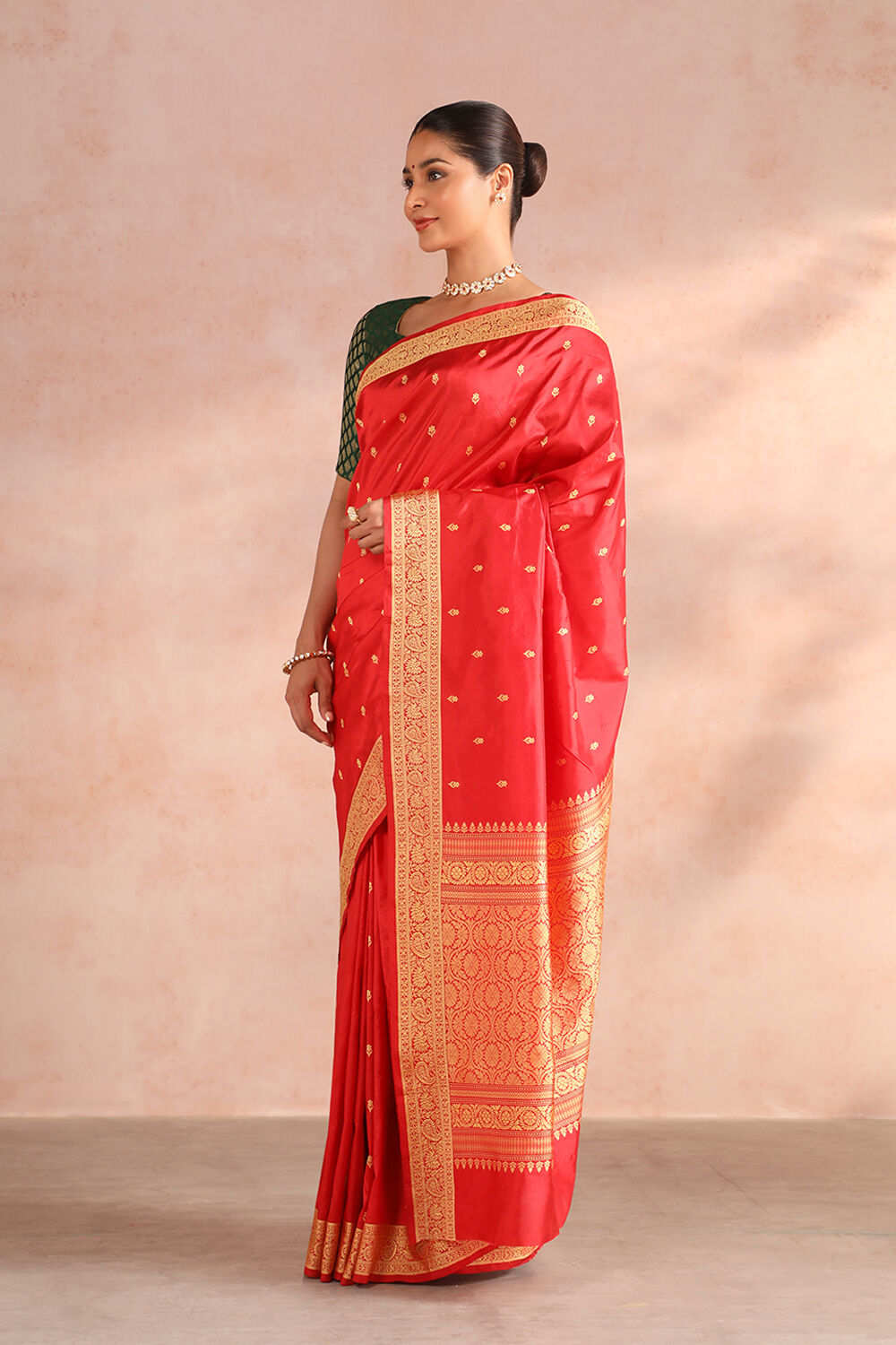 Red Pure Silk Kadwa Banarasi Saree image number null