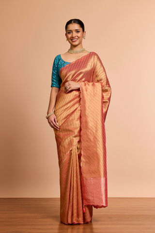 Pink Woven Viscose Tissue Saree thumbnail image number null