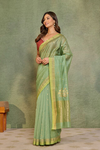 Green Woven Pure Silk Cotton Chanderi Saree thumbnail image number null