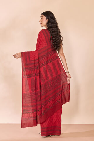 Red Bagh Block Printed Pure Cotton Saree thumbnail image number null